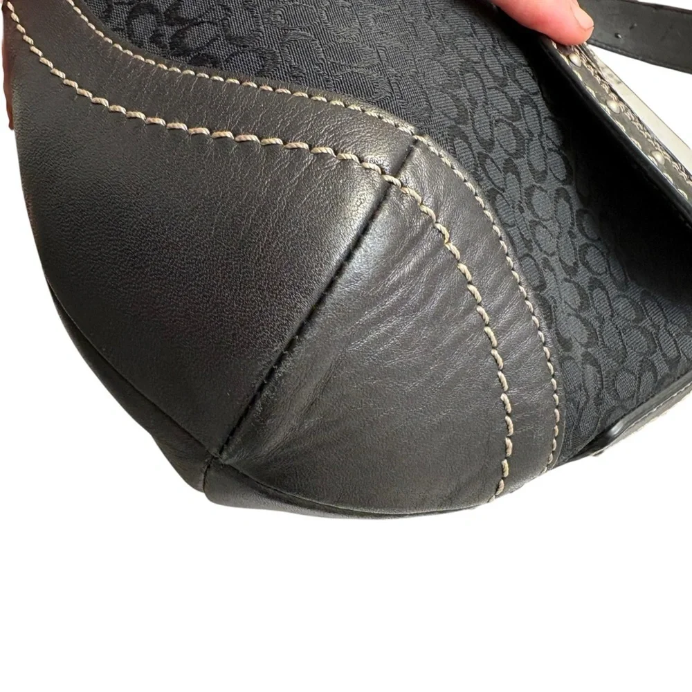 Coach signature black leather suede soho hobo bag vintage Y2K rare